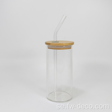 Glas mason burk mugg med bambu lock